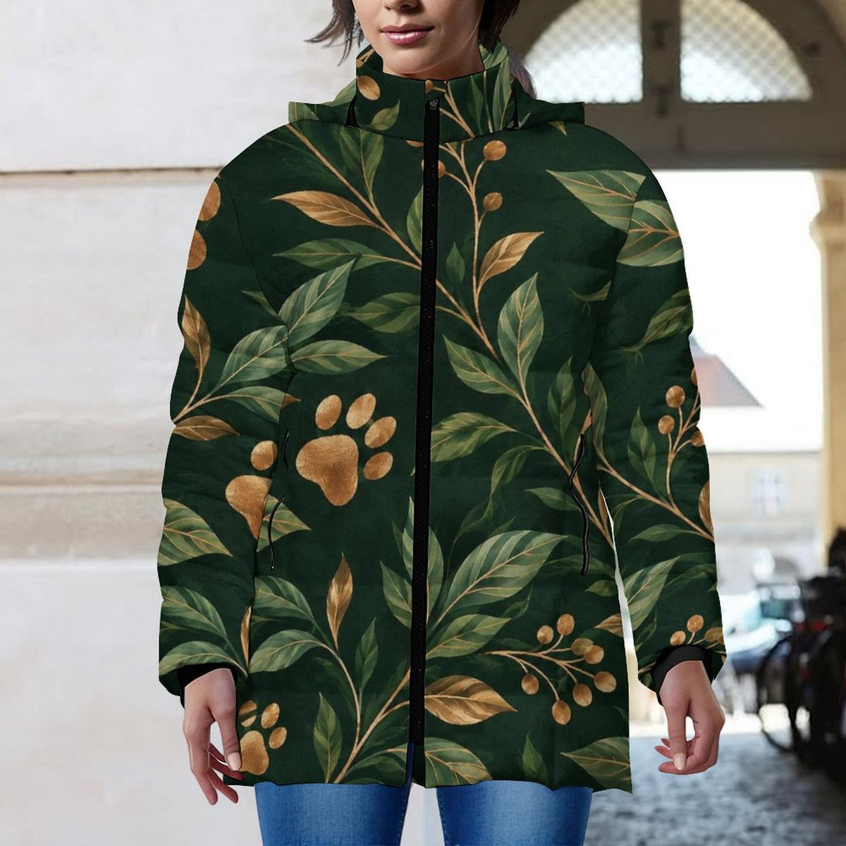 Golden Paws Botanical Quilted Hooded Coat